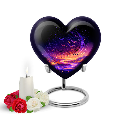 Black Serene Halloween Memorial Urn for Ashes - 10-inch, 200 cu in - Yatskia