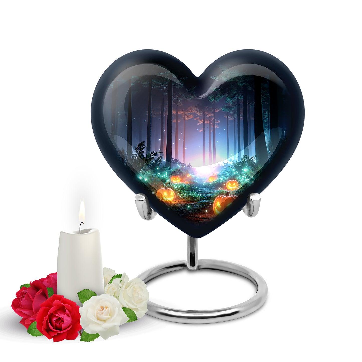 Personalized Halloween Cremation Urns - Tranquil Black 10-inch, 200 cu in - Yatskia