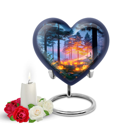 Stunning Blue Halloween Blessing Urn for Human Ashes - 10-inch, 200 cu in - Yatskia