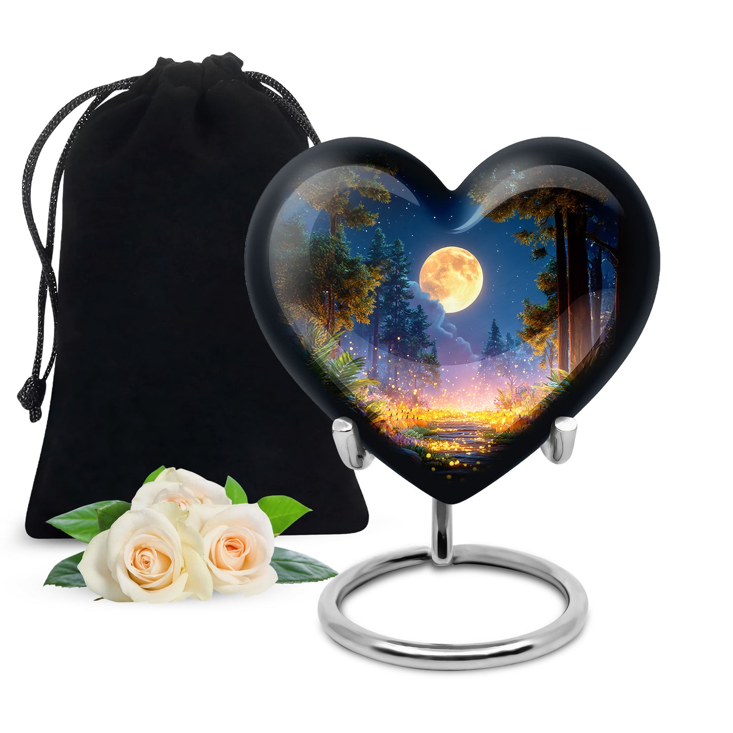 Charcoal Black Halloween Cremation Urn detail view - compassionate heart-halloween combination with gentle curves - full-size 10 inch 200 cubic inch adult cremation urn