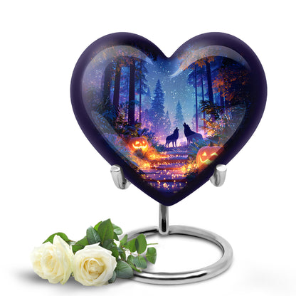 Blue Comforting Halloween Memorial Urn for Ashes - 10-inch, 200 cu in - Yatskia
