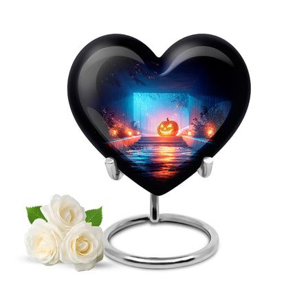 Black Halloween Heritage Cremation Urns for Human Ashes - 10-inch, 200 cu in - Yatskia