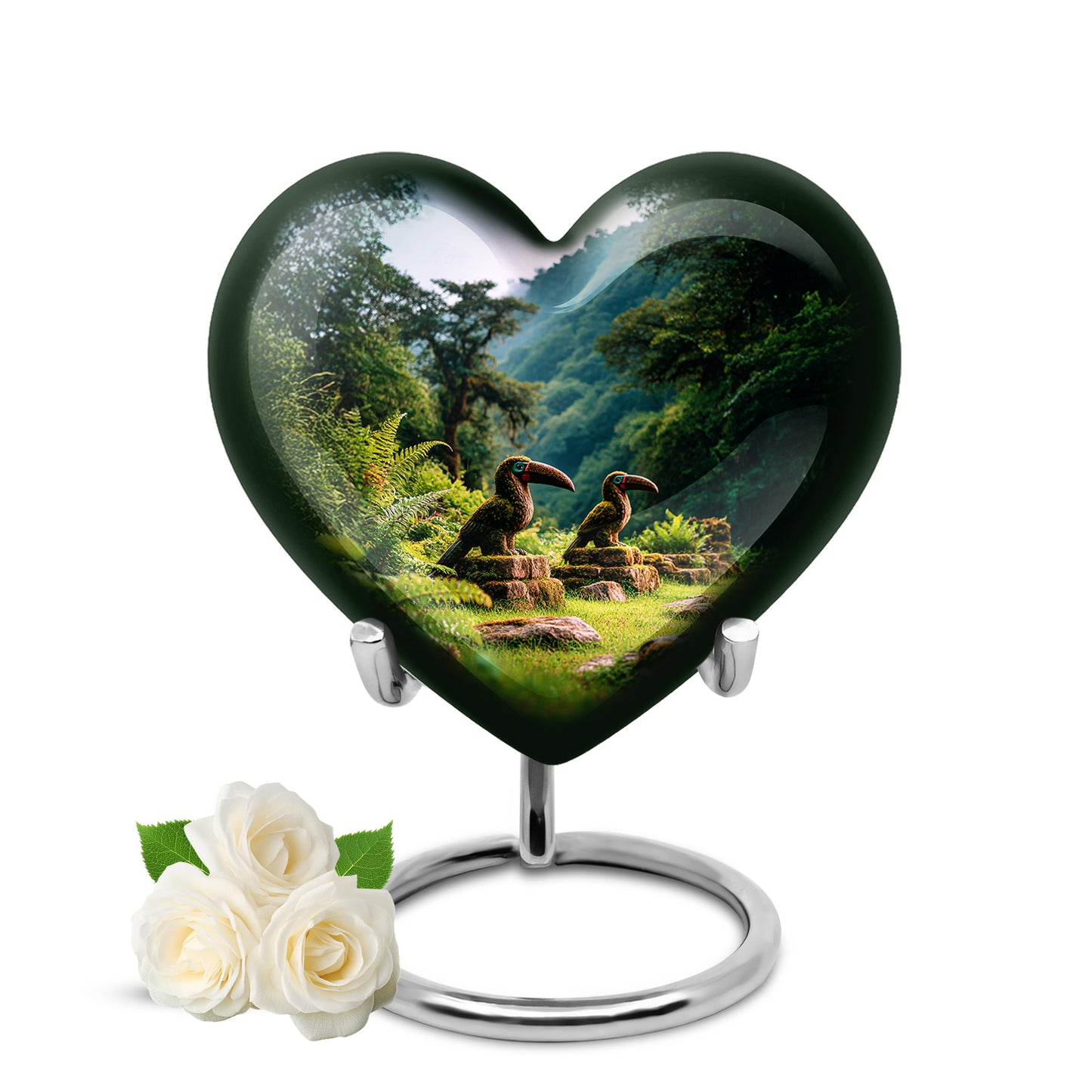 Harmonious Hornbill Cremation Urns for Human Ashes - Blue 10-inch - Yatskia