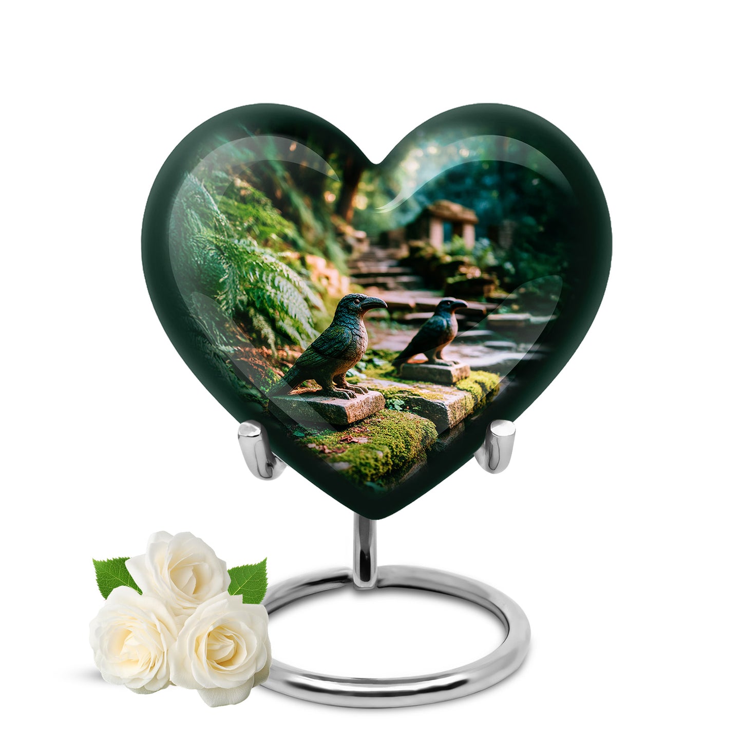 Personalized Refined Hornbill Cremation Urns - Green 10-inch, 200 cu in - Yatskia