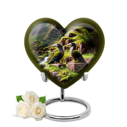 Gold Serene Hornbill Memorial Urn for Ashes - 10-inch, 200 cu in - Yatskia