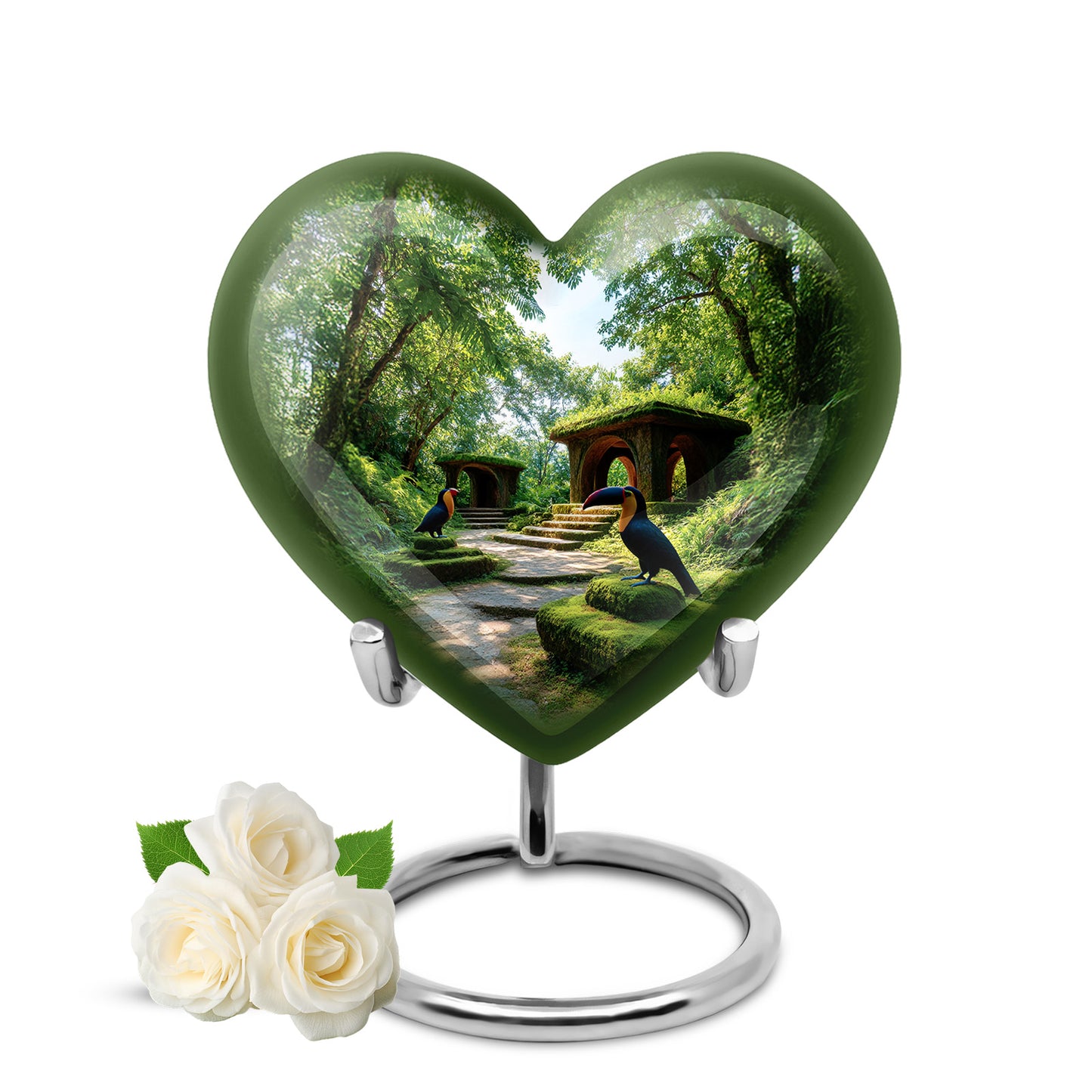 Personalized Hornbill Cremation Urns - Pristine Green 10-inch, 200 cu in - Yatskia