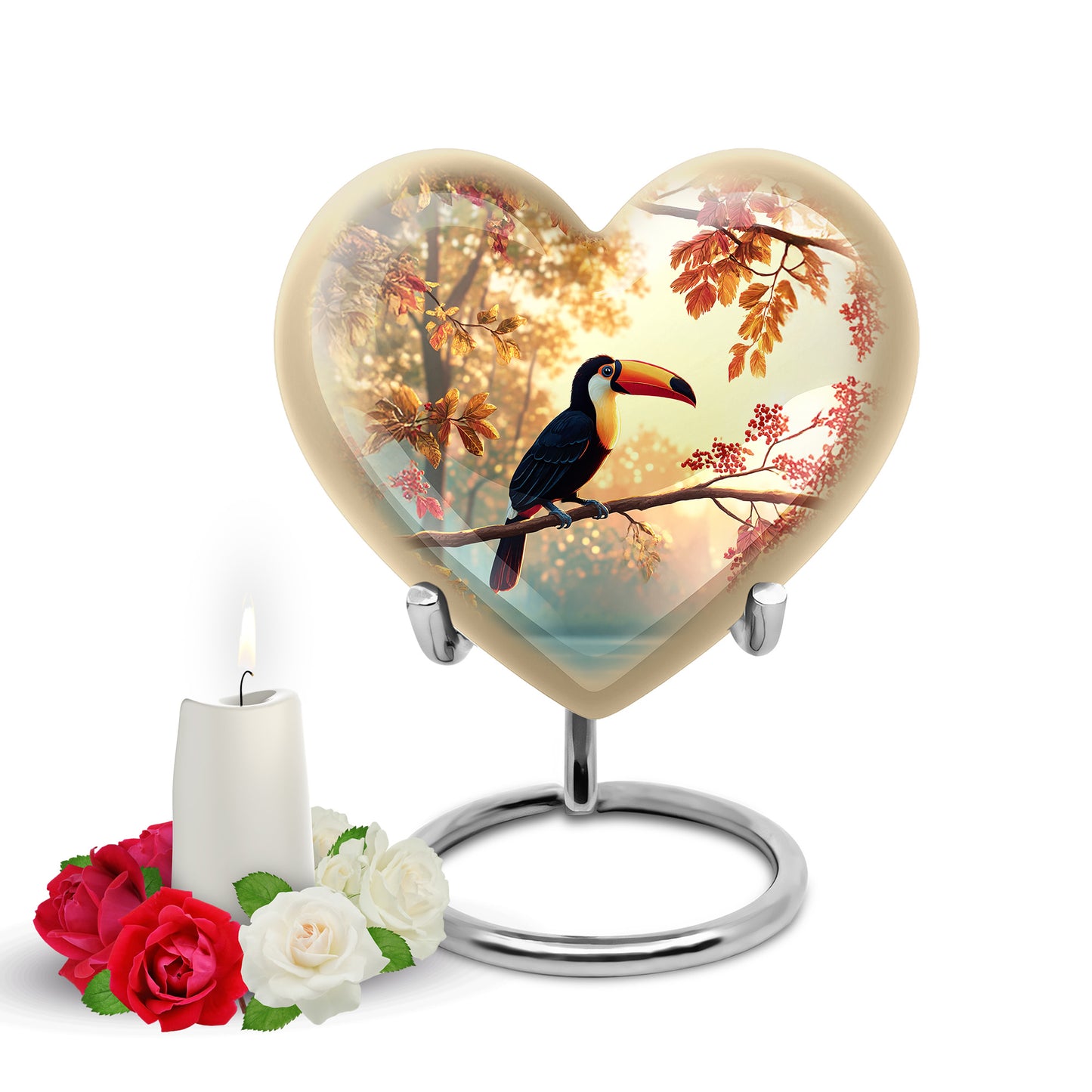Illustrious Hornbill Memorial Cremation Urns - Gold 10-inch, 200 cu in - Yatskia