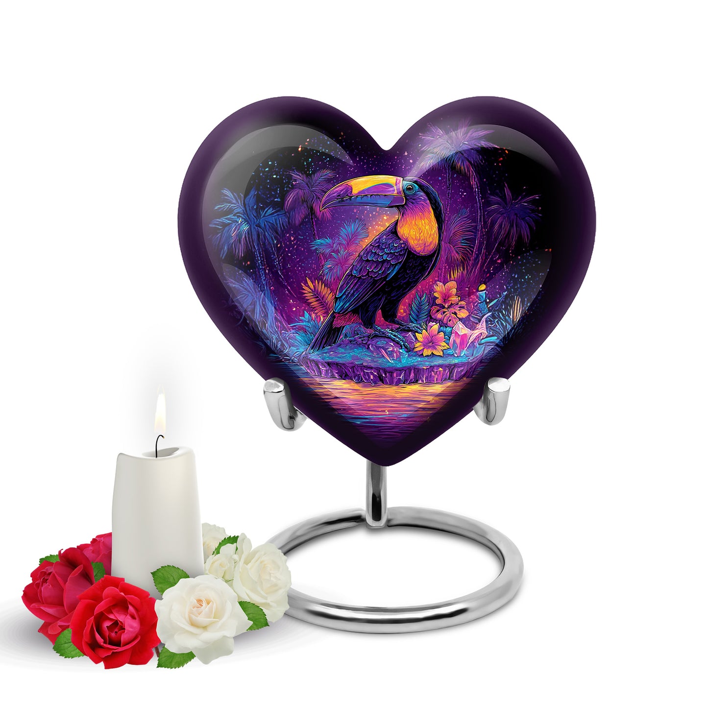 Black Stately Hornbill Cremation Urns for Human Ashes - 10-inch, 200 cu in - Yatskia