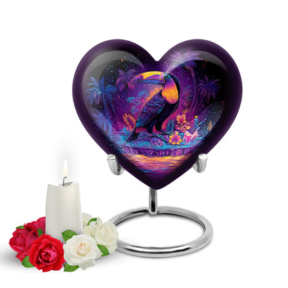 Black Stately Hornbill Cremation Urns for Human Ashes - 10-inch, 200 cu in - Yatskia