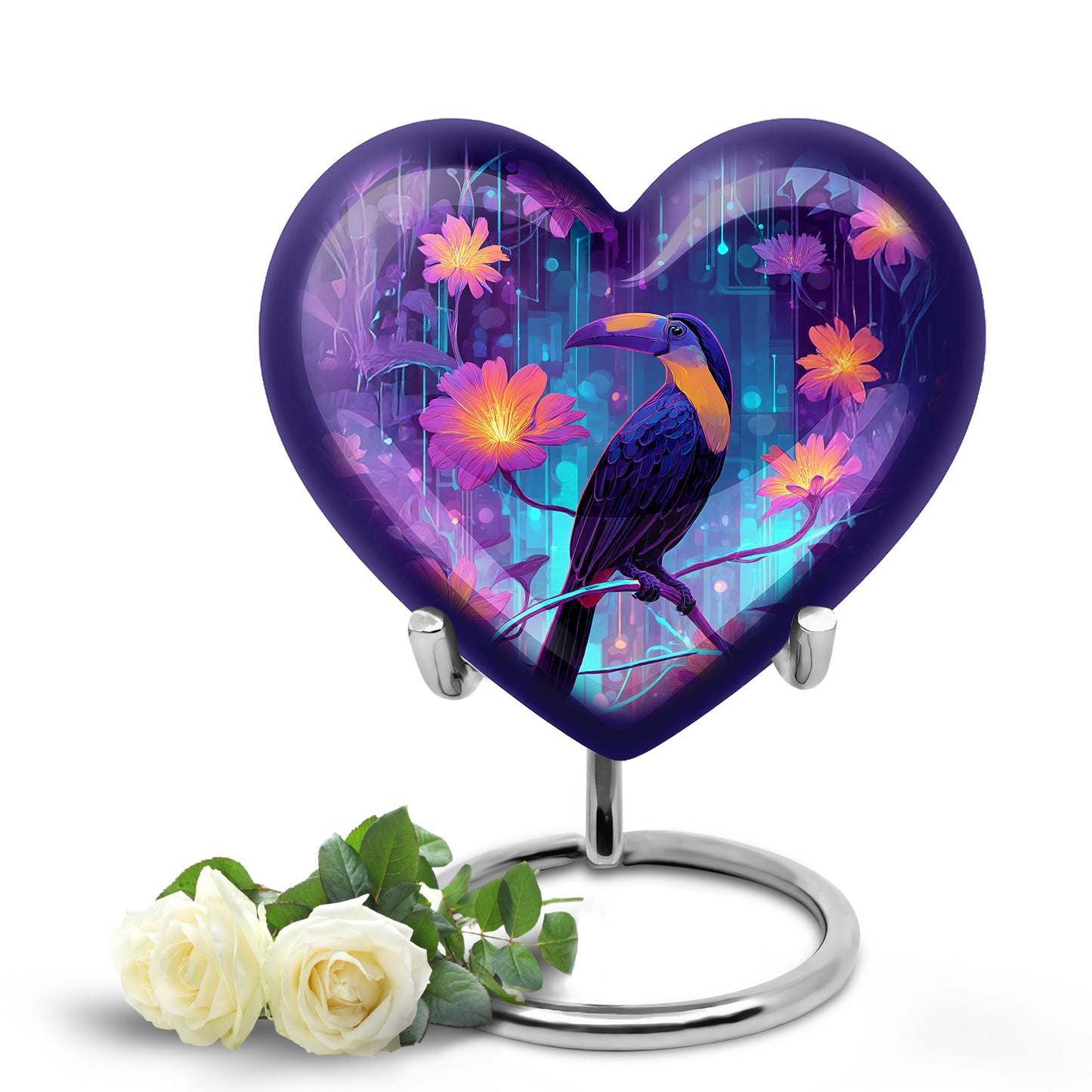 Blue Exquisite Hornbill Memorial Urn for Ashes - 10-inch, 200 cu in - Yatskia