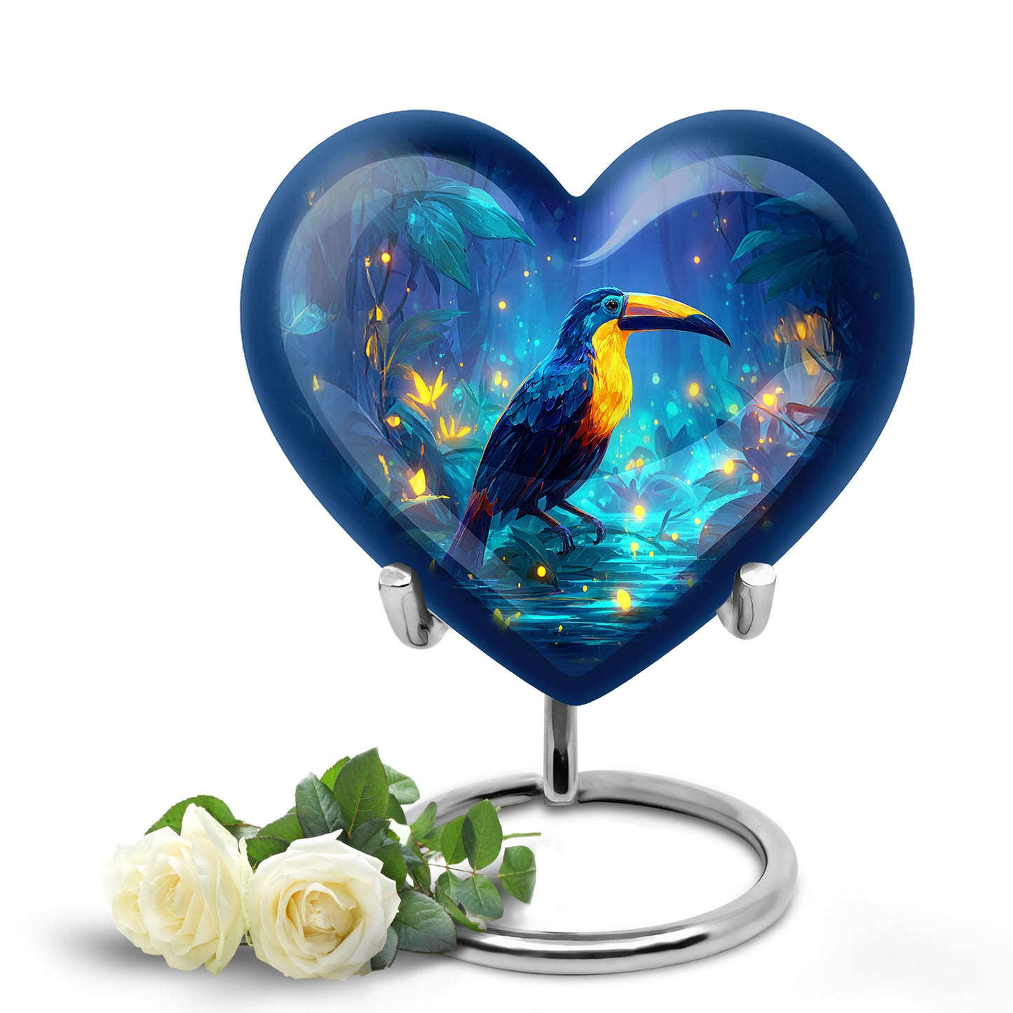 Blue Exquisite Hornbill Memorial Urn for Ashes - 10-inch, 200 cu in - Yatskia
