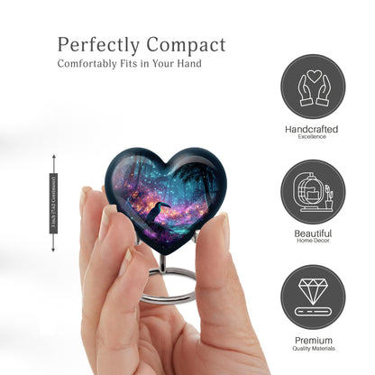 Vivid Blue Hornbill Cremation Urn front view showing detailed design - compassionate heart-hornbill combination with gentle curves - mini keepsake memorial for portion of cremation ashes