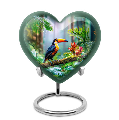 Green Exquisite Hornbill Memorial Urn for Ashes - 10-inch, 200 cu in - Yatskia