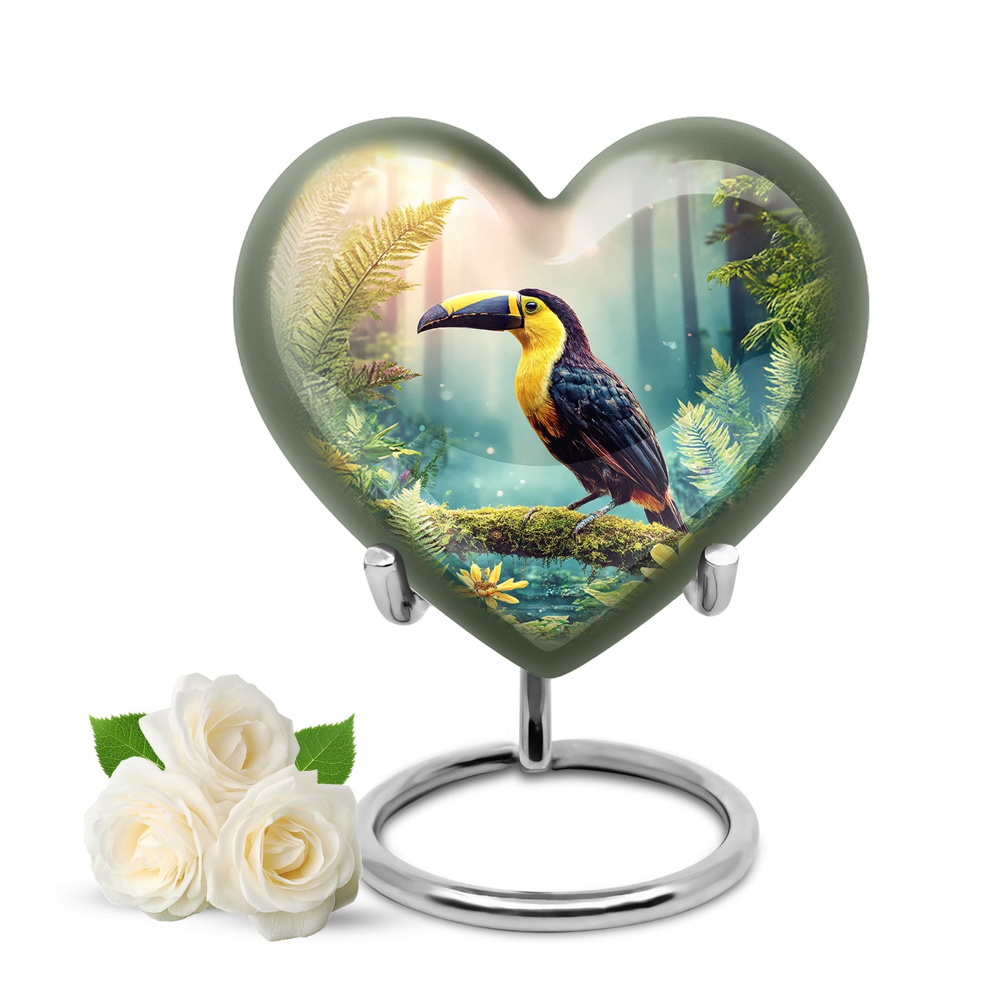 Gold Venerable Hornbill Cremation Urns for Human Ashes - 10-inch, 200 cu in - Yatskia