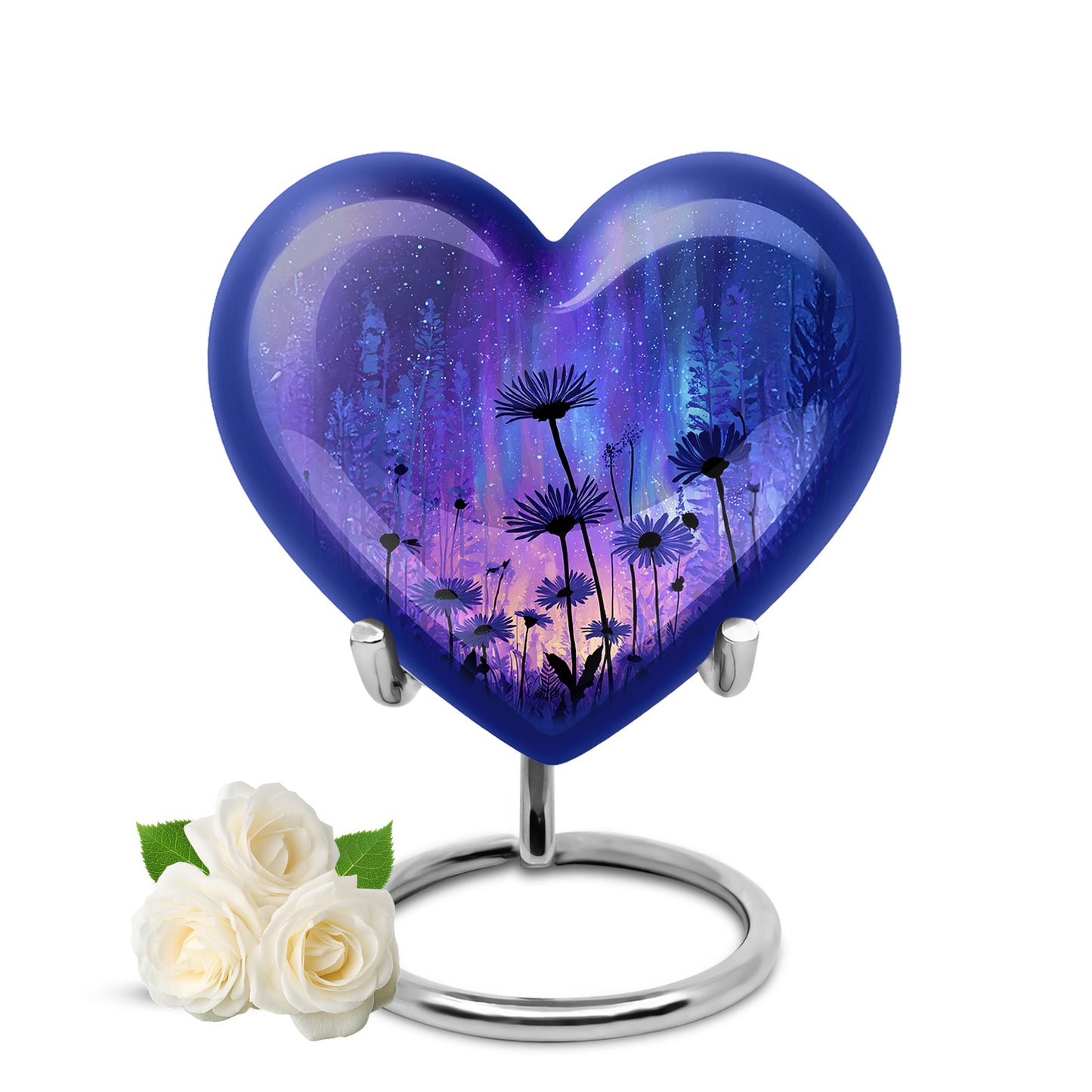 Personalized Daisy Cremation Urns - Tranquil Blue 10-inch, 200 cu in - Yatskia