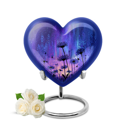 Personalized Daisy Cremation Urns - Tranquil Blue 10-inch, 200 cu in - Yatskia