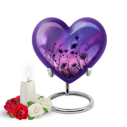 Dignified Blue Daisy Cremation Urn for Ashes - 10-inch, 200 cu in - Yatskia