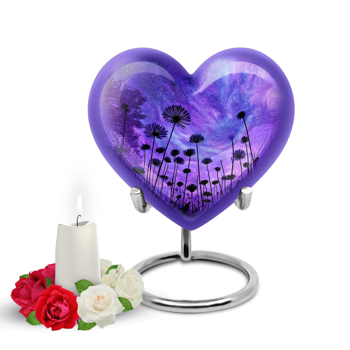 Blue Treasured Daisy Cremation Urns for Human Ashes - 10-inch, 200 cu in - Yatskia
