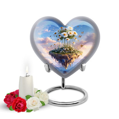 Personalized Refined Daisy Cremation Urns - Blue 10-inch, 200 cu in - Yatskia