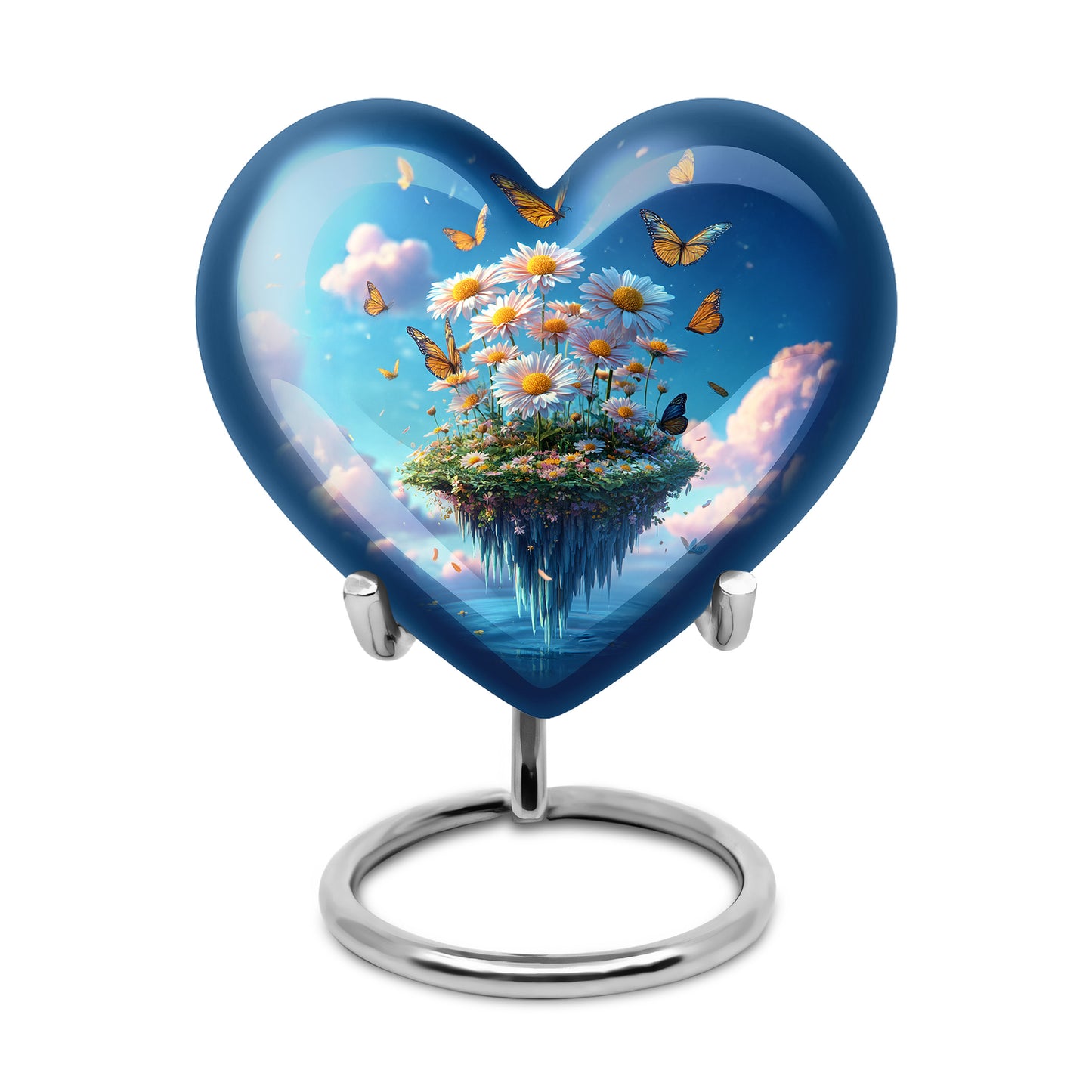 Blue Daisy Cremation Urns - Honored Comfort 10-inch, 200 cu in - Yatskia