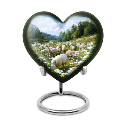 Blue Sacred Daisy Cremation Urns for Human Ashes - 10-inch, 200 cu in - Yatskia