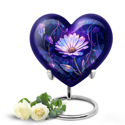Blue Stately Daisy Cremation Urns for Human Ashes - 10-inch, 200 cu in - Yatskia