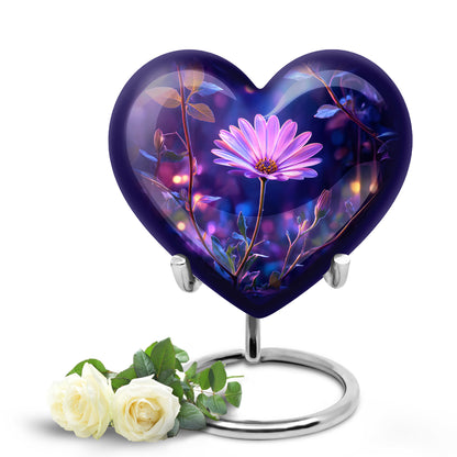 Blue Daisy Passage Cremation Urns for Human Ashes - 10-inch, 200 cu in - Yatskia