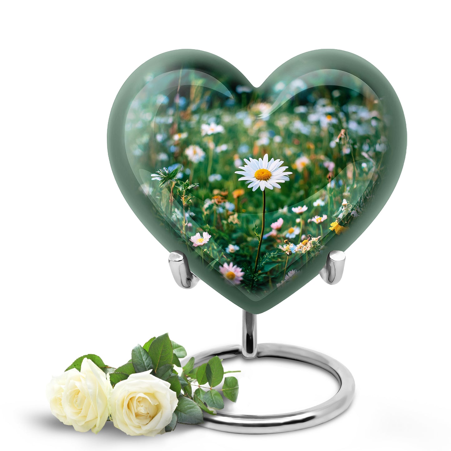 Personalized Seraphic Daisy Cremation Urns - Green 10-inch, 200 cu in - Yatskia