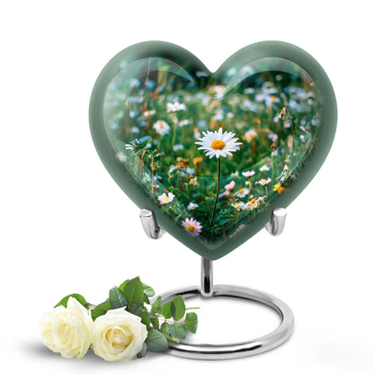 Personalized Seraphic Daisy Cremation Urns - Green 10-inch, 200 cu in - Yatskia