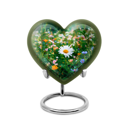 Personalized Seraphic Daisy Cremation Urns - Green 10-inch, 200 cu in - Yatskia