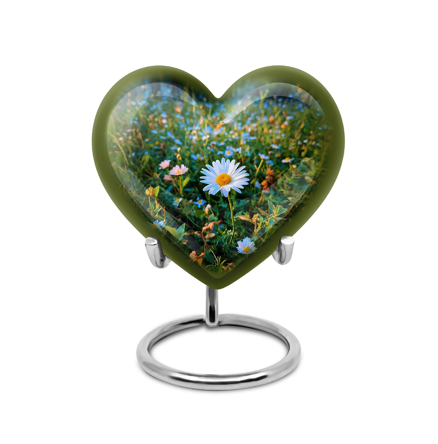 Teal Daisy Dedication Cremation Urns for Human Ashes - 10-inch, 200 cu in - Yatskia