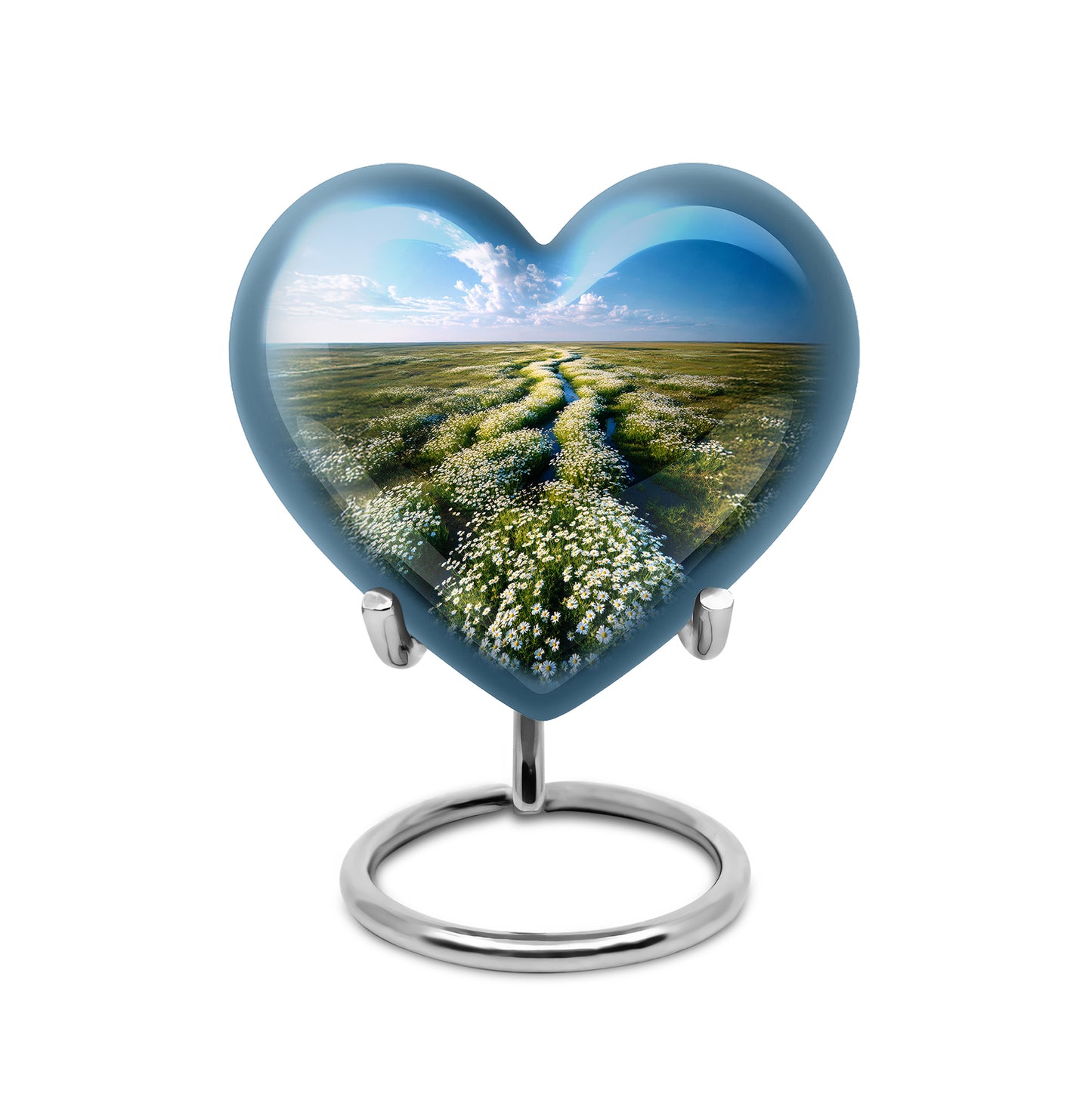 Personalized Blue Sovereign Daisy Cremation Urns for Human Ashes - 10-inch, 200 cu in - Yatskia