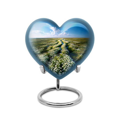 Personalized Blue Sovereign Daisy Cremation Urns for Human Ashes - 10-inch, 200 cu in - Yatskia