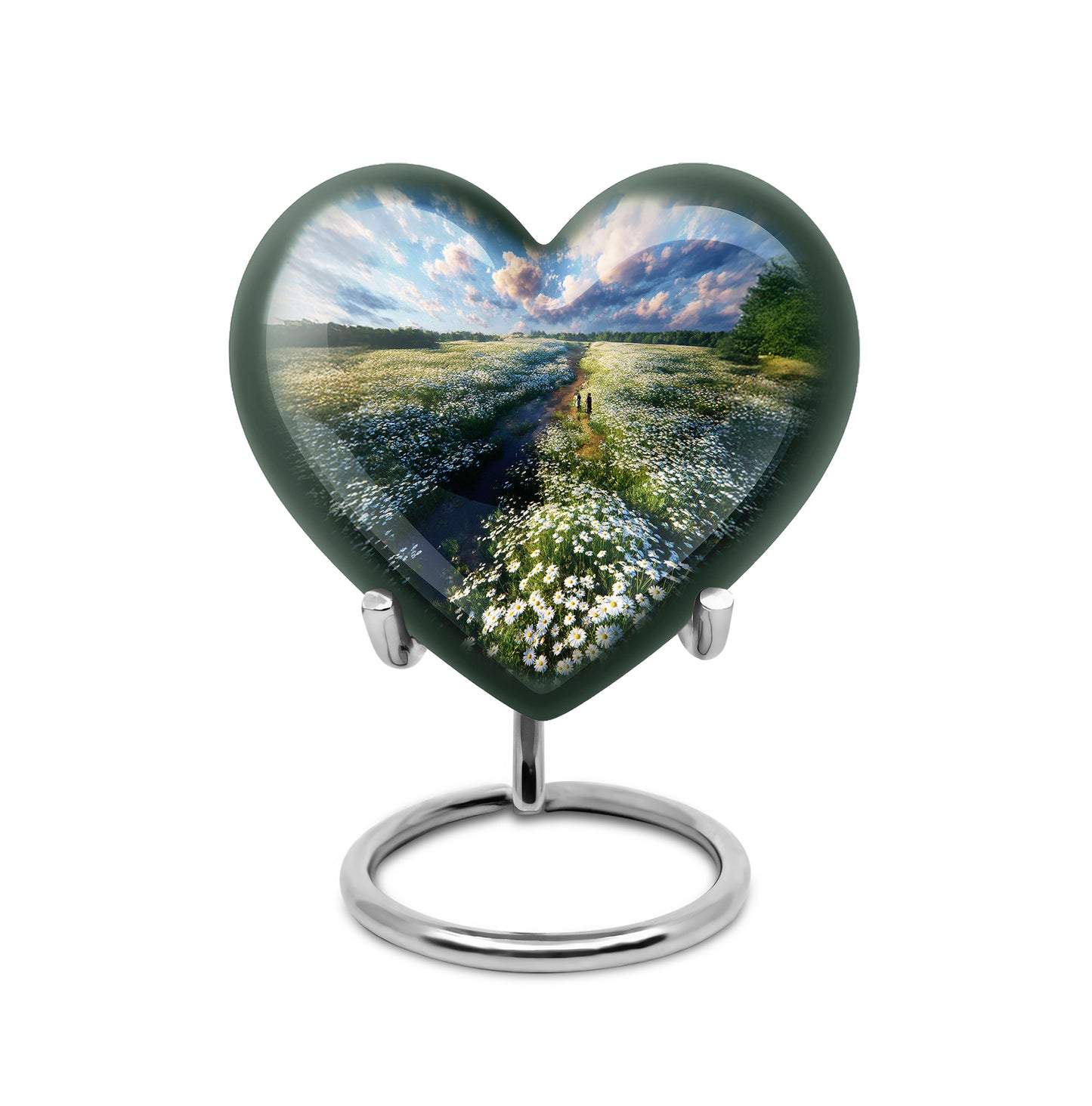 Blue Breathtaking Daisy Memorial Urn for Ashes - 10-inch, 200 cu in - Yatskia