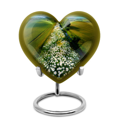 Graceful Blue Daisy Sanctuary Urn for Human Ashes - 10-inch, 200 cu in - Yatskia