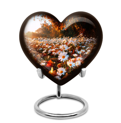 Personalized Daisy Cremation Urns - Pristine Gold 10-inch, 200 cu in - Yatskia