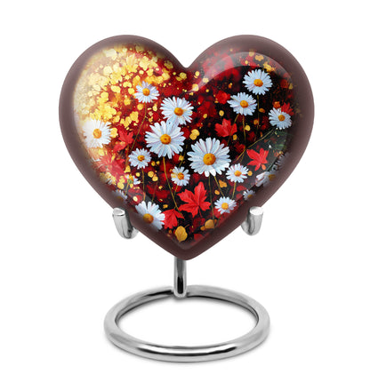 Personalized Gold Sovereign Daisy Cremation Urns for Human Ashes - 10-inch, 200 cu in - Yatskia