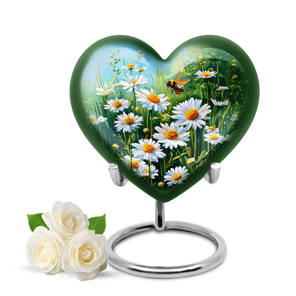 Personalized Daisy Cremation Urns - Tranquil Teal 10-inch, 200 cu in - Yatskia