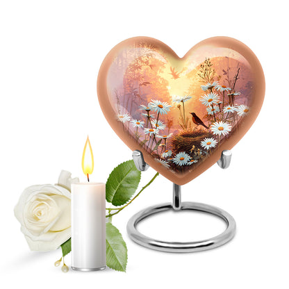Personalized Elegant Daisy Cremation Urns - Gold 10-inch, 200 cu in - Yatskia