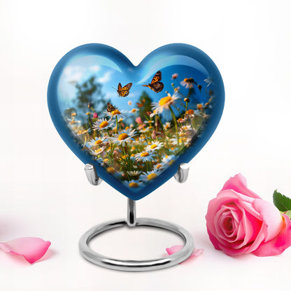 Remarkable Daisy Memorial Cremation Urns - Blue 10-inch, 200 cu in - Yatskia