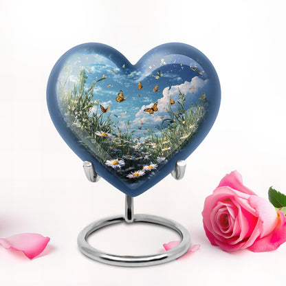 Personalized Refined Daisy Cremation Urns - Blue 10-inch, 200 cu in - Yatskia