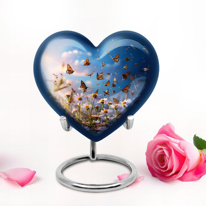 Harmonious Daisy Cremation Urns for Human Ashes - Blue 10-inch - Yatskia