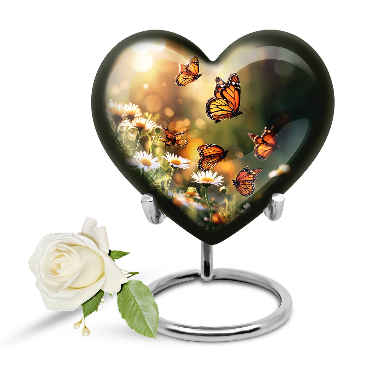Distinguished Gold Daisy Cremation Urn for Ashes - 10-inch, 200 cu in - Yatskia