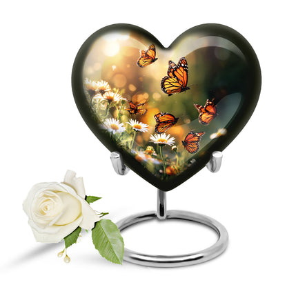 Distinguished Gold Daisy Cremation Urn for Ashes - 10-inch, 200 cu in - Yatskia