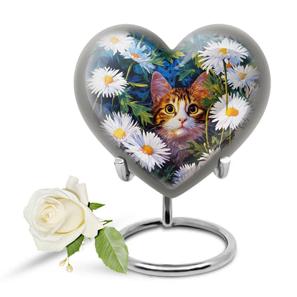 Blue Daisy Reflection Cremation Urns for Human Ashes - 10-inch, 200 cu in - Yatskia
