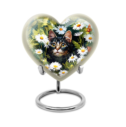 Personalized Refined Daisy Cremation Urns - Yellow 10-inch, 200 cu in - Yatskia