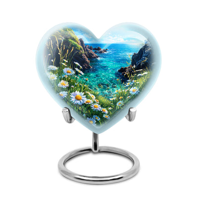 Timeless Blue Daisy Cremation Urn for Ashes - 10-inch, 200 cu in - Yatskia
