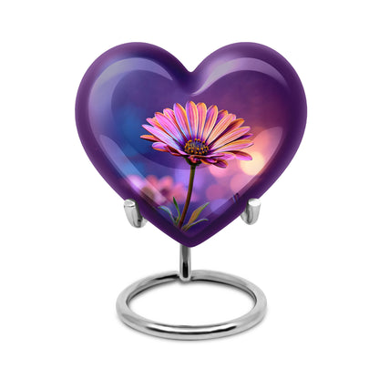 Distinguished Blue Daisy Cremation Urn for Ashes - 10-inch, 200 cu in - Yatskia