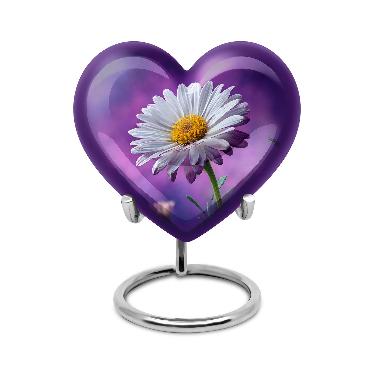 Timeless Purple Daisy Cremation Urn for Ashes - 10-inch, 200 cu in - Yatskia