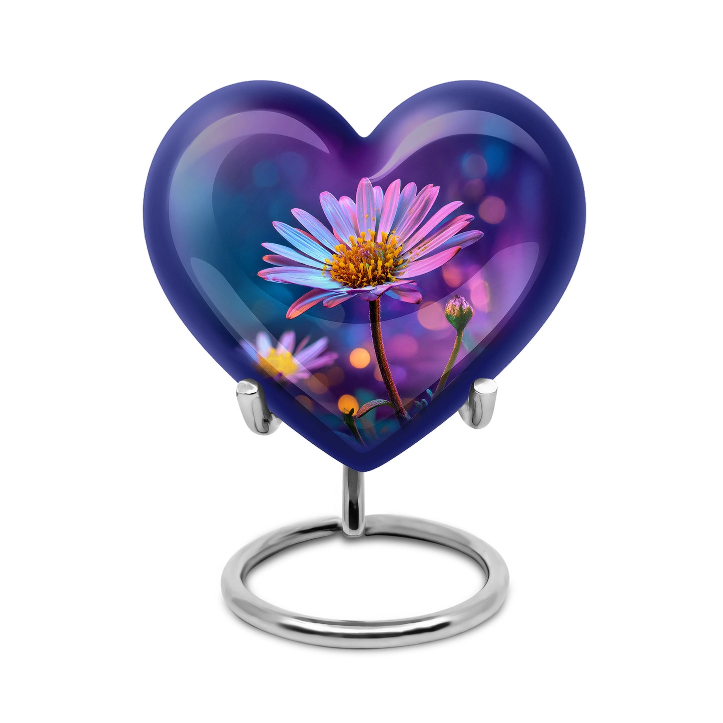 Personalized Purple Steadfast Daisy Cremation Urns for Human Ashes - 10-inch, 200 cu in - Yatskia